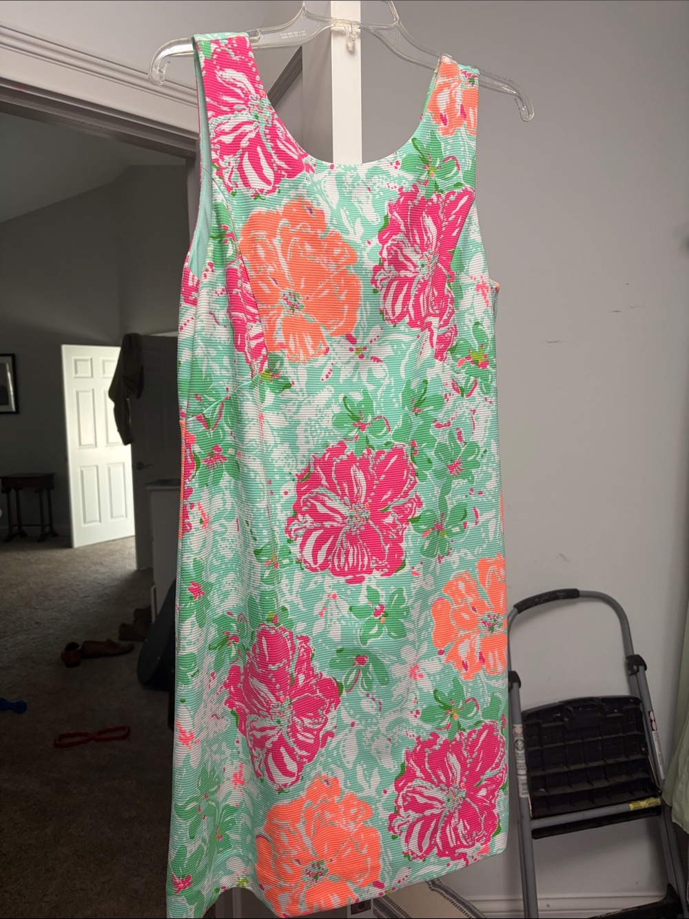 Lilly Pulitzer Sleeveless Floral Shift Dress in Mint, Pink & Coral